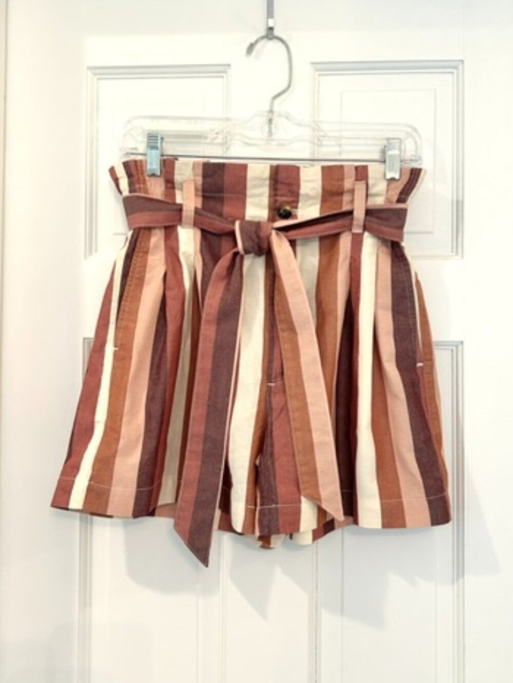 Madewell Paperbag Waist Striped Linen Blend Shorts – NWOT – Size 0